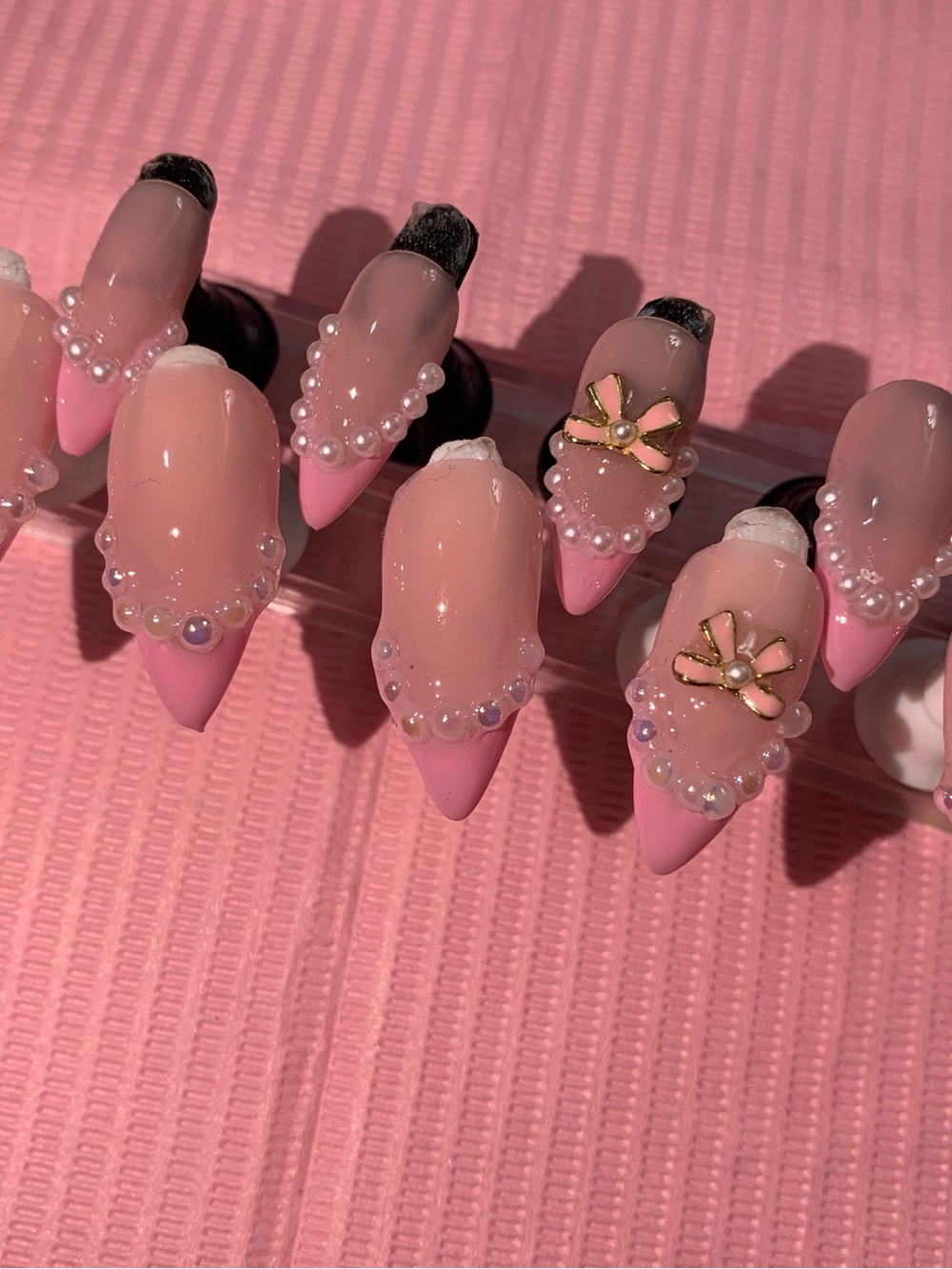 Pink Pearl Accent Press-On Nails - Women Makeup Press-On Nails